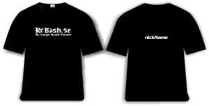 T-shirt med logo på bröstet, och ditt Nickname på ryggen. 180gr kvalitétstshirt.