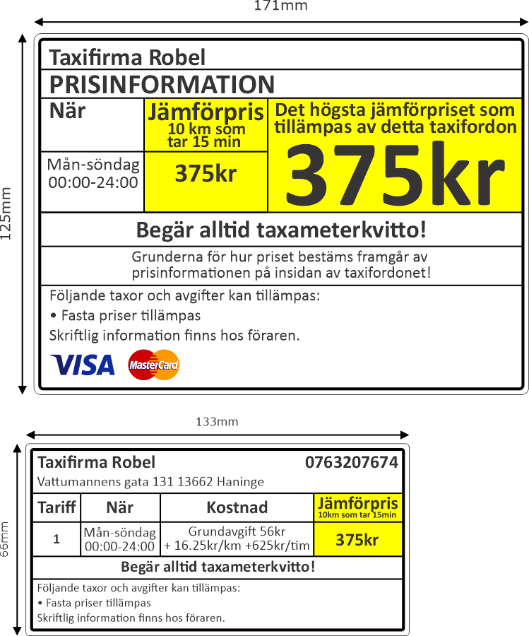 Taxiprislista