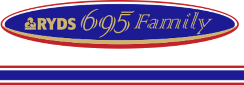 Ryds 695 Family levereras med 2st loggor 760x166mm, 2st 494x110mm och 8st stripes 1100x40mm