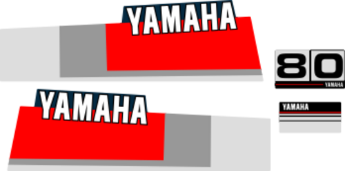 80hk Svart/rött/grått Komplett innehållande: 2st Dekaler för Yamaha 80hk och 1st bakre dekal med 30hk , en främre dekal yamaha.