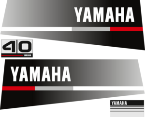 40hk Svart/rött/grått Komplett innehållande: 2st Dekaler för Yamaha 40hk och 1st bakre dekal med 40hk