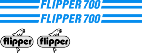 Komplett innehållande: 2st flipperdekal / logoer  2st stripes kabin. Blåa stripes. Logotyp i svart&silver. Dekoren finns i två höjder på texten.