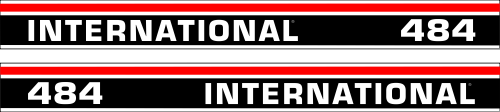 Dekorsats IH International 484. Svart/vit/röd Komplett: 2 st stripes 484 International 1040x85mm