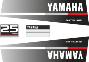25hk Svart/rött/grått Svart/rött/grått Komplett innehållande: 2st Dekaler för Yamaha 35hk och 1st bakre dekal med 35hk
