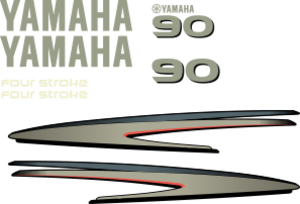 Komplett kitt med 2st laminerade dekorer, 2st Yamaha logo, 2st Fourstroke texter samt 90hk dekal bak och fram.