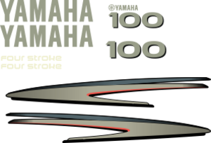 Komplett kitt med 2st laminerade dekorer, 2st Yamaha logo, 2st Fourstroke texter samt 100hk dekal bak och fram.