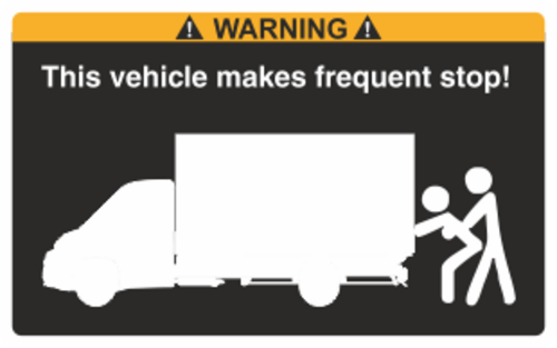 Svart/vit/orange Varningsdekal. Storlek 115x72mm.