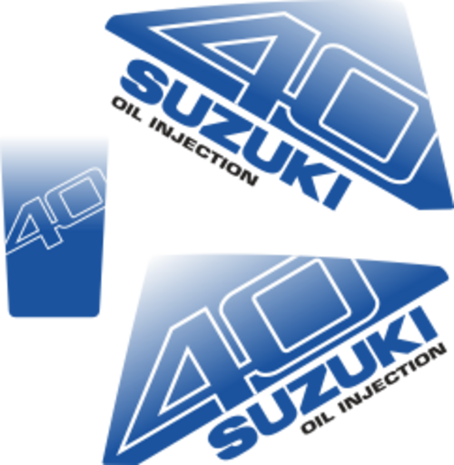 Komplett innehållande: 2st Dekaler för Suzuki 40hk, 1st bakre dekal.