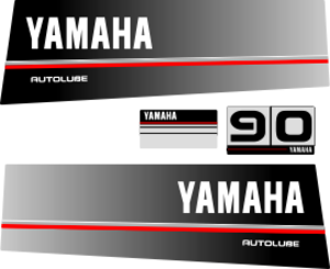 90hk Svart/rött/grått Komplett innehållande: 2st Dekaler för Yamaha 90hk och 1st bakre dekal med 90hk
