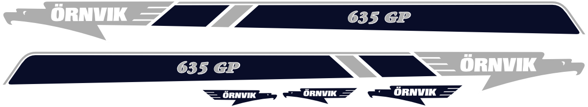 Printad och laminerade dekaler. Komplett innehållande: 2st Stripes med modellbeteckning samt 3st logotyper.