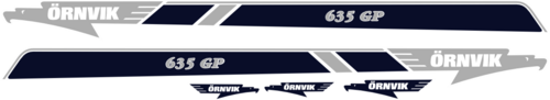 Printad och laminerade dekaler. Komplett innehållande: 2st Stripes med modellbeteckning samt 3st logotyper.