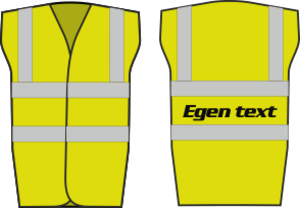 Säkerhetsväst i tre storlekar. Två breda reflexband runt om, certifierad enligt EN471 klass 2, CE märkt. Drag­kedja eller kardborre framtill. Tål maskintvätt.