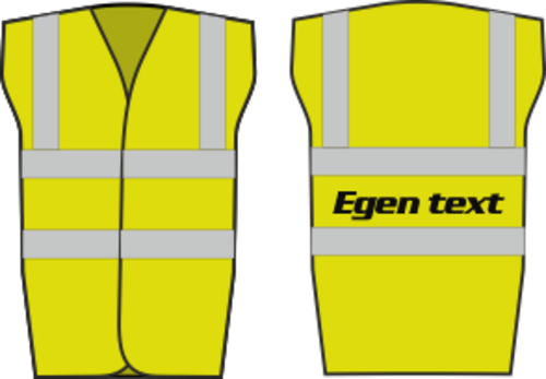 Säkerhetsväst i tre storlekar. Två breda reflexband runt om, certifierad enligt EN471 klass 2, CE märkt. Drag­kedja eller kardborre framtill. Tål maskintvätt.