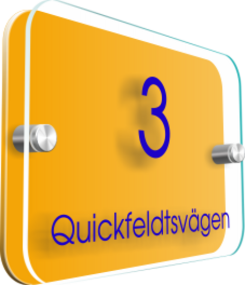 Laserskuren gjuten 3mm akrylplast. Denna produkt har två olika utföranden, med eller utan klar framsida. Levereras med distanser och monterad text. Önskar du annat utseende eller storlek på din fasadskylt så är du välkommen att mejla in din förfrågan till: <a href="mailto:order@dekaltrim.nu?Subject=Fasadskylt">order@dekaltrim.nu</a>