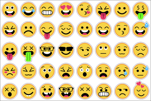 Printade Emojidekaler på ark. 40st / ark. Storlek på varje emoji 30mm