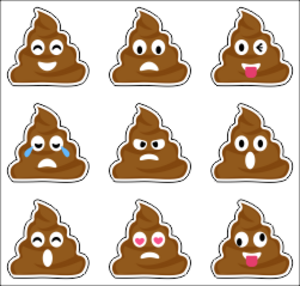 Printade Emojidekaler på ark. 9st / ark. Storlek på varje emoji 32mm