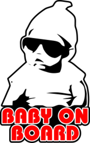 Svart, vit och röd printad dekal