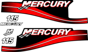 115hk Svart/rött/grått/vitt Komplett innehållande: 5st Dekaler för Mercury 115hk 2005-2007.