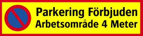 Varningsdekal. Parkering förbjuden