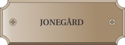 Text i självhäftande folie för mässingslamell.