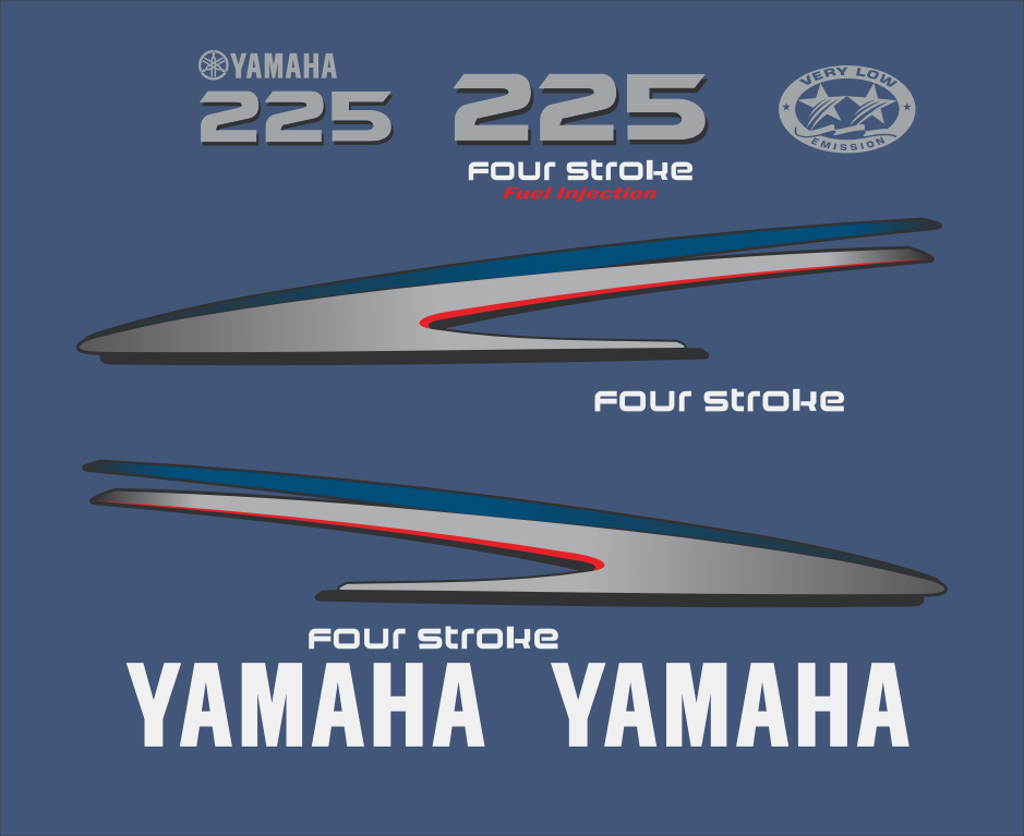 225hk dekalkit för Yahama 225hk 2003. Komplett reproduktion.