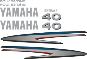 Komplett kitt med 2st laminerade dekorer, 2st Yamaha logo, 2st Fourstroke texter samt 40hk dekal bak och fram.