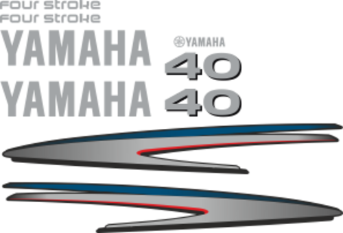 Komplett kitt med 2st laminerade dekorer, 2st Yamaha logo, 2st Fourstroke texter samt 40hk dekal bak och fram.