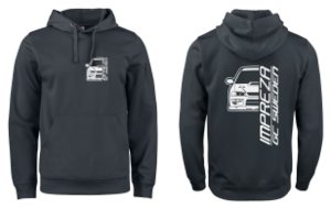 Svarta kläder med vitt tryck eller gråmelerade med svart tryck. Flera produktval finns.