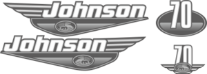 70 hk Grått/Vitt - Komplett innehållande: 4st Dekaler för Johnson 70hk 1999