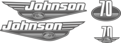70 hk Grått/Vitt - Komplett innehållande: 4st Dekaler för Johnson 70hk 1999