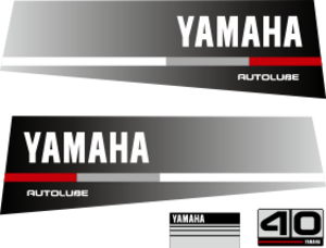 40hk Svart/rött/grått Komplett innehållande: 2st Dekaler för Yamaha 40hk och 1st bakre dekal med 40hk , en främre dekal yamaha.