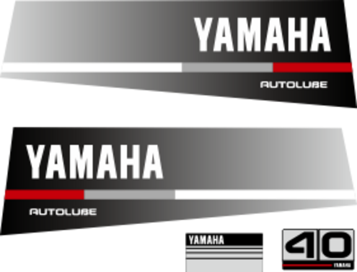 40hk Svart/rött/grått Komplett innehållande: 2st Dekaler för Yamaha 40hk och 1st bakre dekal med 40hk , en främre dekal yamaha.