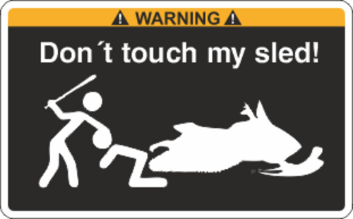 Svart/vit/orange Varningsdekal. Storlek 115x72mm.