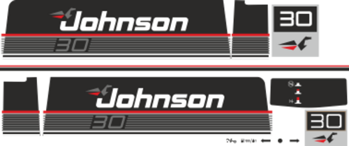 Komplett innehållande enligt bild. Dekaler för Johnson 30hk