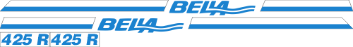 2st Stripe med Bella text, längd 1370mm. 2st dekaler "425 R" 190x57mm