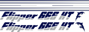 Flipper 666 HT Innehållande: 2st Dekaler "Flipper 666 HT". 2 st Stripe Längd 2650mm