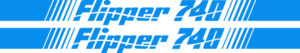 Flipper 740 Komplett innehållande: 2 loggor med tillhörande stripes för båda sidor samt akter. totalt ca 9 meter stripes