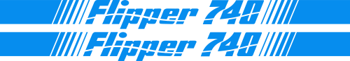 Flipper 740 Komplett innehållande: 2 loggor med tillhörande stripes för båda sidor samt akter. totalt ca 9 meter stripes