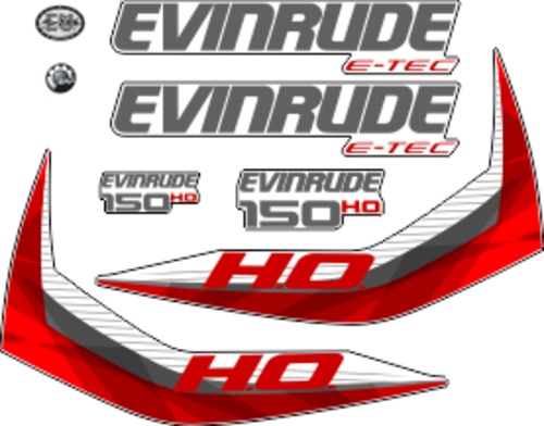 150hk H.O. E-TEC komplett med 6st dekaler för Vit kåpa.