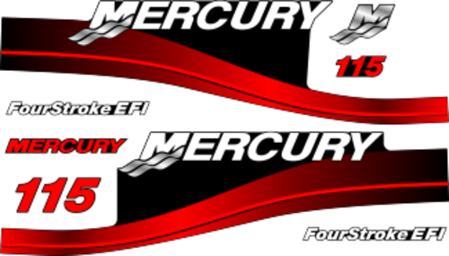 115hk Svart/rött/grått/vitt Komplett innehållande: 8st Dekaler för Mercury 115hk 2005-2007.