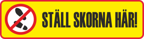 Varningsdekal. Stå ej här