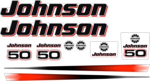 Komplett innehållande enligt bild. Dekaler för Johnson 60hk VRO