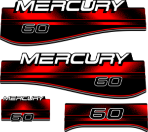 60hk Svart/rött/grått/vitt Komplett innehållande: 4st Dekaler för Mercury 60hk 1998.