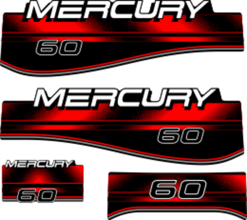60hk Svart/rött/grått/vitt Komplett innehållande: 4st Dekaler för Mercury 60hk 1998.