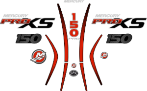 150hk ProXS i Valfri färg. Komplett innehållande: 6st Dekaler för Mercury 150hk ProXS 2020