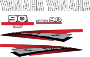 Komplett kitt med 2st laminerade dekorer, 2st Yamaha logo samt 90hk dekal bak och fram.