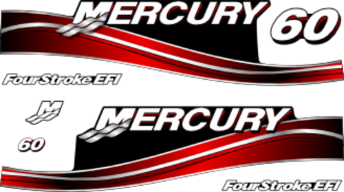 60hk Svart/rött/grått/vitt Komplett innehållande: 7st Dekaler för Mercury 60hk EFI.