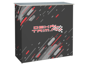 Mässbord 1020x400x1060mm
Skiva i trä eller svart. 2 hyllplan, Inkl tryck på Decor205g och trollyväska för enkel transport.