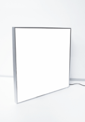 LED belyst dubbelsidig vägg  med 40mm aluminiumprofil. Som tillbehör finns olika typer av fötter.