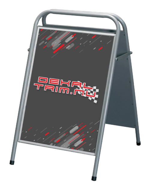 Enkelt och effektivt A-ställ försett med magnetfönster. Ett enkelt sätt att fånga kundens blick och dessutom till en rimlig kostnad. Tillverkad av 1,25 mm stålplåt samt 25 mm pulverlackerade stålrör. Standardstorlekar är 50 x70 samt 70 x 100. Finns som standard i färgerna vit, röd, svart och silver.
<br>Beställ affisch till din gatupratare <a href="https://www.dekaltrim.nu/Product/21981">här</a>